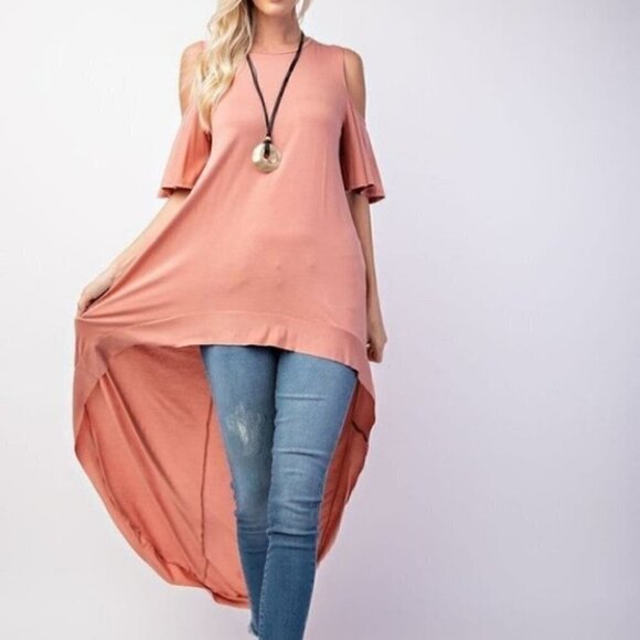 Rae Mode Hi Low Cold Shoulder Top Moss Green Viscose Modal Buttery Soft 2X Plus - Picture 13 of 14